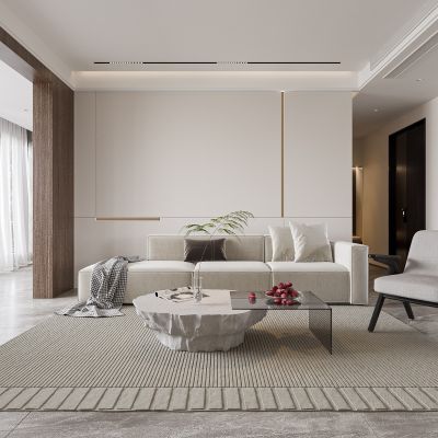 现代客餐厅，沙发茶几给，餐桌椅组合，洗衣机柜