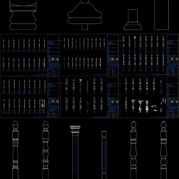 实木楼梯扶手立柱柱头CAD图库CAD素材图
