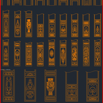 中式花格屏风cad图纸家居素材CAD素材图