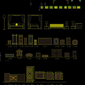 中式家具雕花构件CAD图库总汇CAD素材图