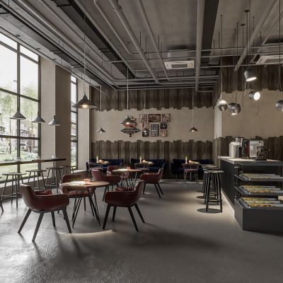 工业风咖啡馆,loft工业风咖啡馆,北欧风格咖啡馆,吧台,卡座