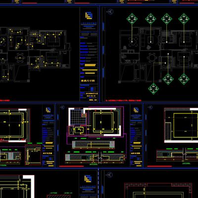 CAD详细的新中式家装施工图剖面室内设计CAD素材图