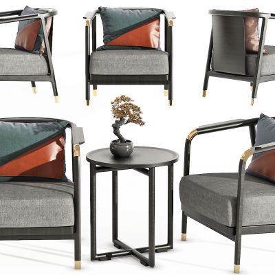 新中式休闲椅，围椅，洽谈椅，茶几，圈椅，接待沙发，接待椅，圆几，实木椅