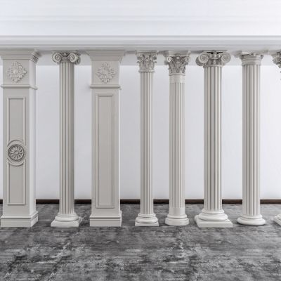 欧式古典罗马柱_门庭柱_雕花立柱_石膏柱
