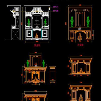 神龛神台柜CAD图cad素材