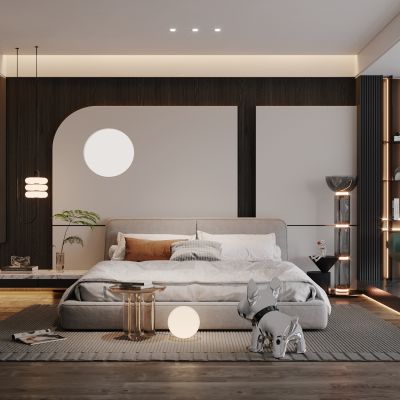 現(xiàn)代高級灰臥室