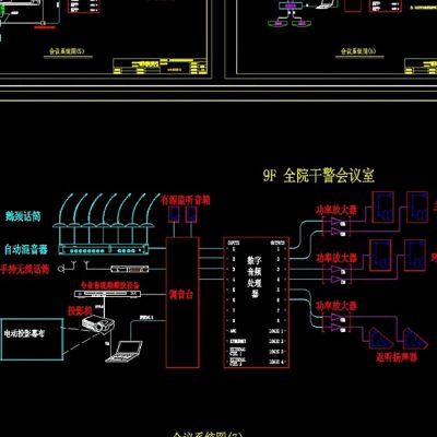 法院多媒体会议、庭审系统CAD弱电图纸cad素材