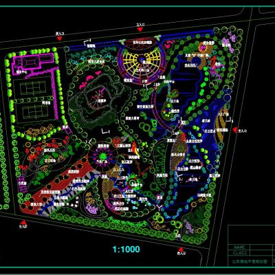 公共绿地景观设计平立面CAD图