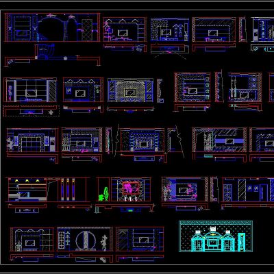 电视背景墙 CAD图库集