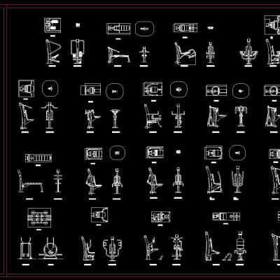 健身器材平立面CAD图库