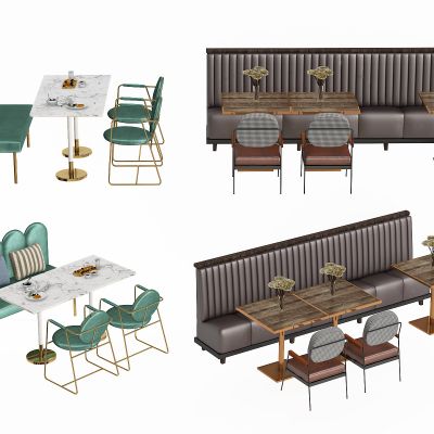 现代餐桌椅组合，卡座，食堂餐桌椅，食堂卡座，咖啡桌，卡座沙发，奶茶店沙发