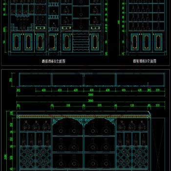 衣柜酒柜装饰柜博古架鞋柜书柜整木定制中式风格产品CAD图集cad素材