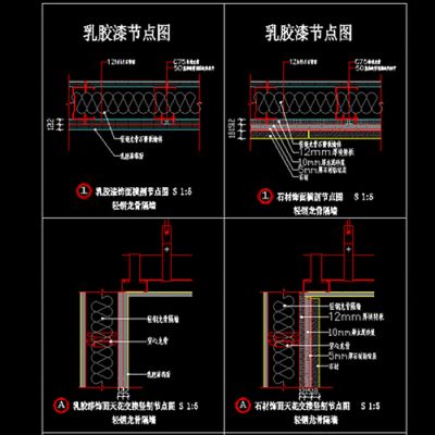 轻钢龙骨隔墙饰面做法节点图cad素材