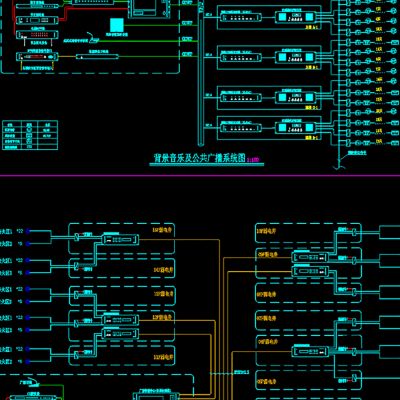 背景音乐及公共广播系统图模板CAD弱电智能化cad素材