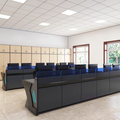 现代办公桌，监控台，监控室，操作台，办公椅，工作台，条桌，控制台，监控