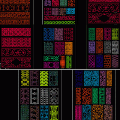雕花隔断花格元素图样CAD图库cad素材
