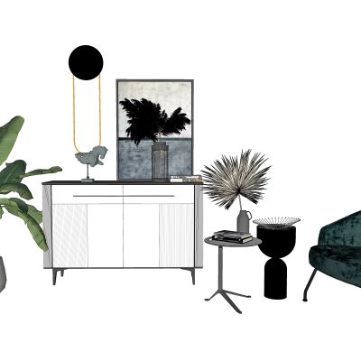 现代装饰柜，玄关柜，端景柜，酒柜，盆栽，洽谈沙发，休闲沙发，茶几，饰品