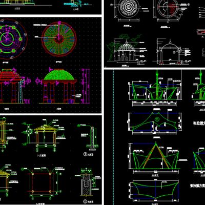 六角亭凉亭亭子园林CAD施工图cad素材