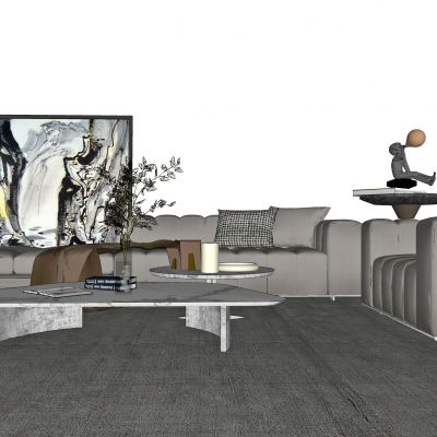 现代组合沙发，单人沙发，客厅沙发，客厅，茶几，边几，角几，饰品，摆件，画