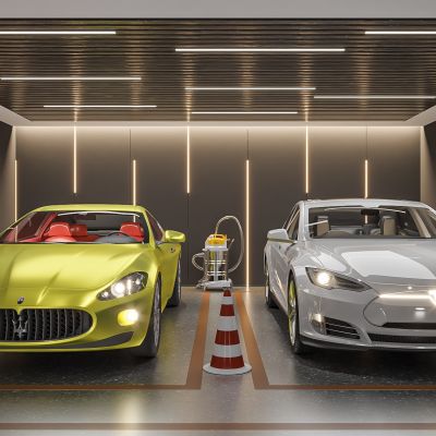 现代家居地下车库 车