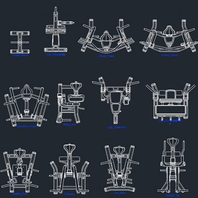 健身会所专用健身器材CAD图块cad素材