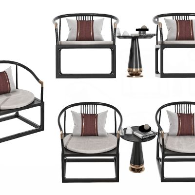 新中式休闲椅，围椅，洽谈椅，茶几，圈椅，接待沙发，接待椅，圆桌，实木椅