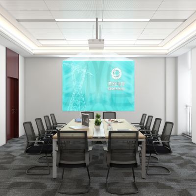 现代会议室，洽谈室，会议桌，会议椅，洽谈椅，办公桌，投影，条桌，摆件