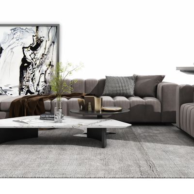 现代组合沙发，单人沙发，客厅沙发，客厅，茶几，边几，角几，饰品，摆件，画