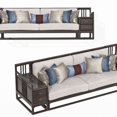 新中式三人沙发，木质沙发，双人沙发，多人沙发，组合沙发，异型沙发