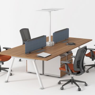 现代办公桌，桌上屏，办公椅，工位，员工位，职员桌，职员椅，桌屏，斗柜