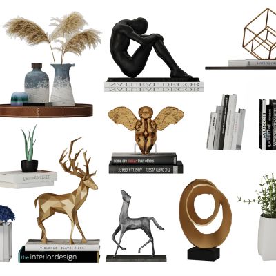 现代装饰品摆件，装饰品，陈列品，艺术品，花，花瓶，雕塑，摆件，工艺品