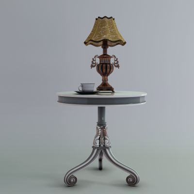 欧式做旧金属雕花台灯边几组合