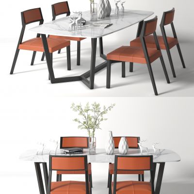 现代餐桌椅，餐桌，餐椅，布艺单椅，饰品，摆件，装饰品，花