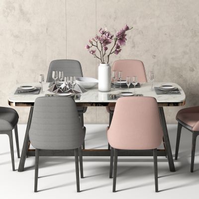 新中式餐桌椅，餐桌，餐椅，布艺单椅，饰品，摆件，装饰品，花，办公桌，会议桌