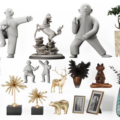 现代装饰品摆件，装饰品，陈列品，艺术品，花，花瓶，雕塑，摆件，工艺品