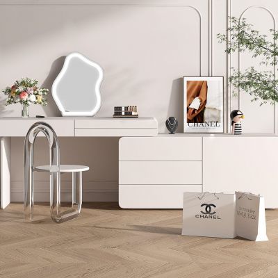 奶油风梳妆台 梳妆椅