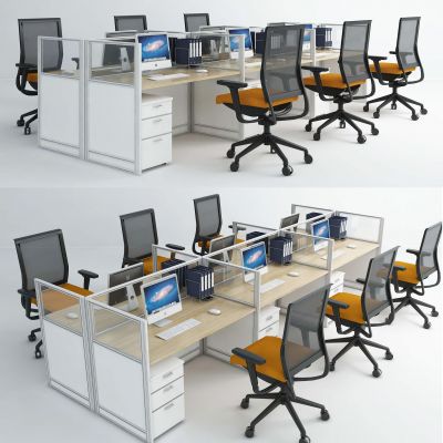 现代办公桌椅，办公桌，员工位，工作位，职员桌，桌上屏，工位，办公椅，桌椅，屏风工位，屏风，职员桌，职员椅，L型工位，L型屏风，直条屏风，直条工位