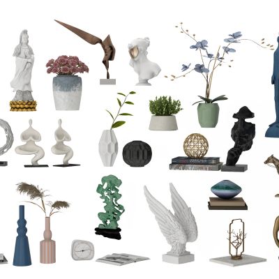 现代装饰品摆件，装饰品，陈列品，艺术品，花，花瓶，雕塑，摆件，工艺品