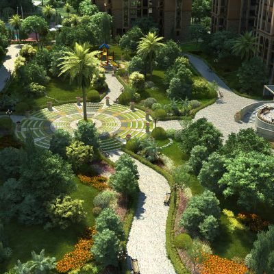 欧式鸟瞰园林景观