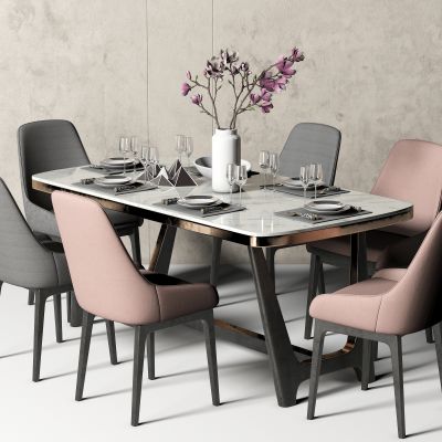 新中式餐桌椅，餐桌，餐椅，布艺单椅，饰品，摆件，装饰品，花，办公桌，会议桌