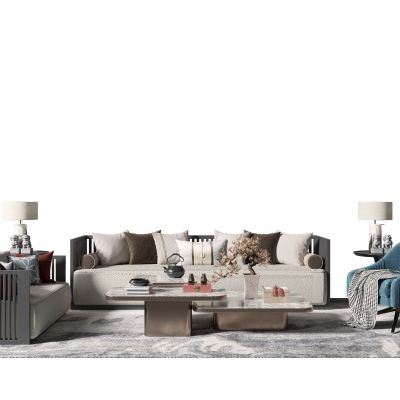 新中式沙发茶几组合