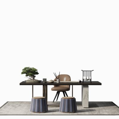 新中式书桌椅组合