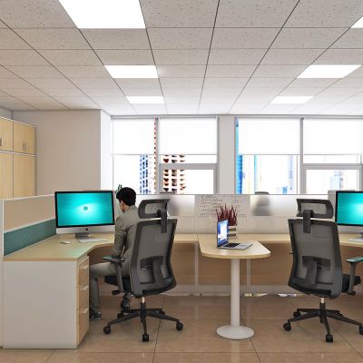 现代办公室，屏风工位，办公桌，员工位，办公椅，文件柜，工作位，职员桌