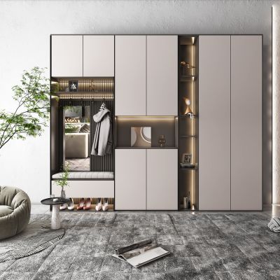 现代鞋柜，装饰柜，衣柜，沙发，沙发凳，盆栽，绿植，动物，猫，饰品，摆件