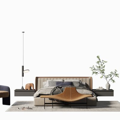 现代布艺双人床