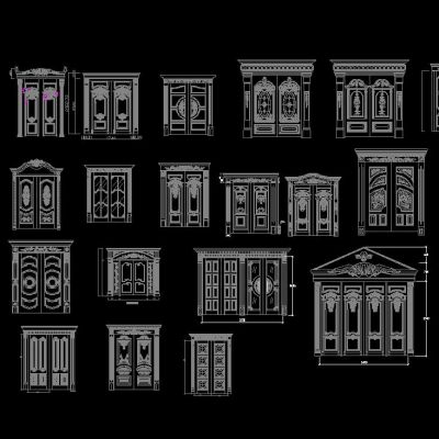 高档双开门CAD图库