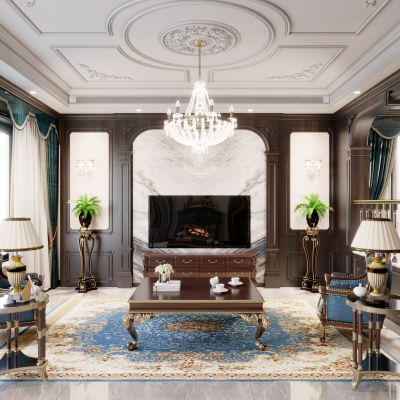 美式客厅电视背景