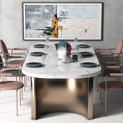 新中式餐桌椅，餐桌，餐椅，布艺单椅，饰品，摆件，装饰品，花，办公桌，会议桌