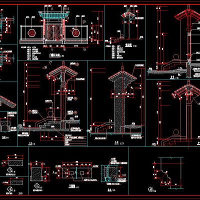 中式门楼CAD节点详图
