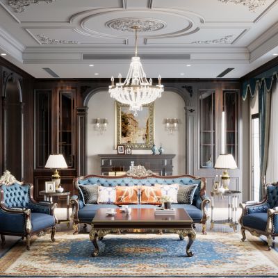 美式客厅沙发背景
